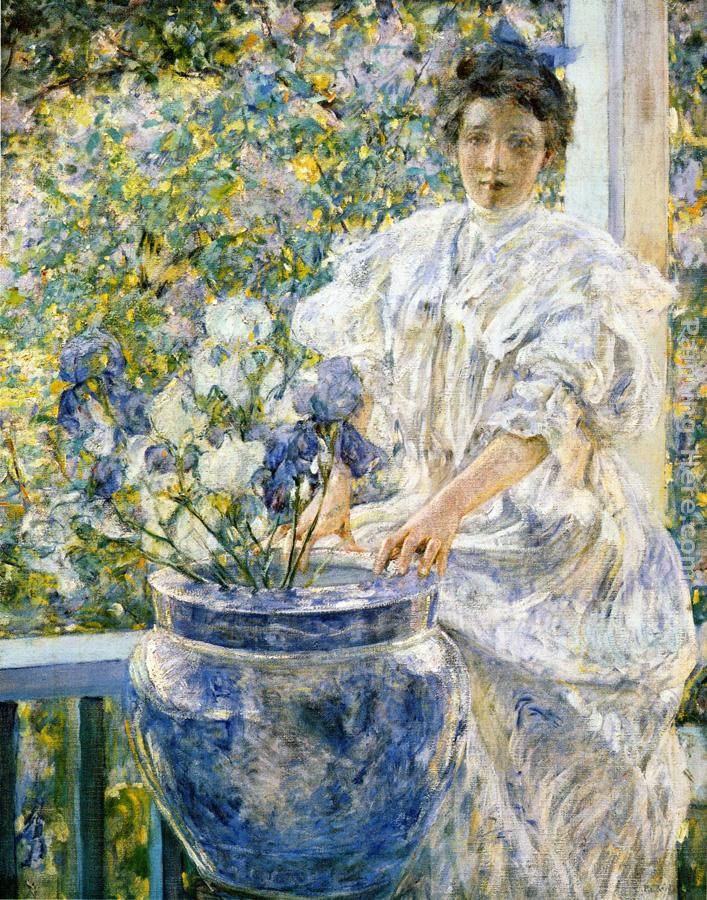 Woman on a Porch with Flowers painting - Robert Reid Woman on a Porch with Flowers art painting